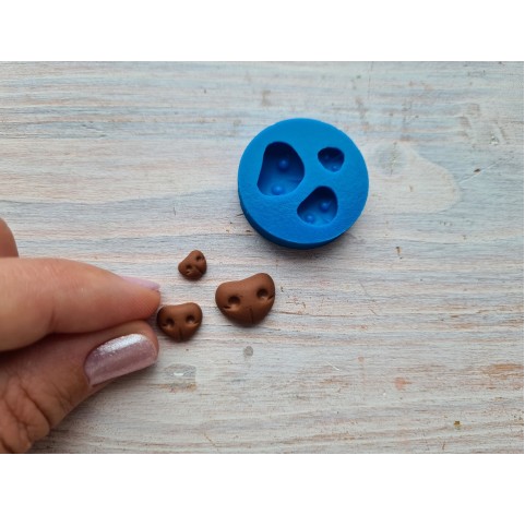 Silicone mold, Dog or bear nose, style 6, small, 3 elements, ~ 0.7*0.6 cm, 0.8*1 cm, 1.1*1.9 cm