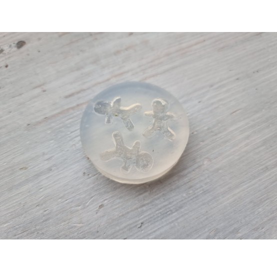 Silicone mold, Gingerbread mans, 3 pcs., ~ 1.3 * 2.3 cm