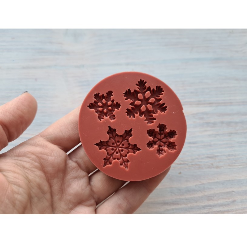 Silicone Mold of Snowflakes, 4 Pcs., 1.8-2.5 Cm, Modeling Tool for