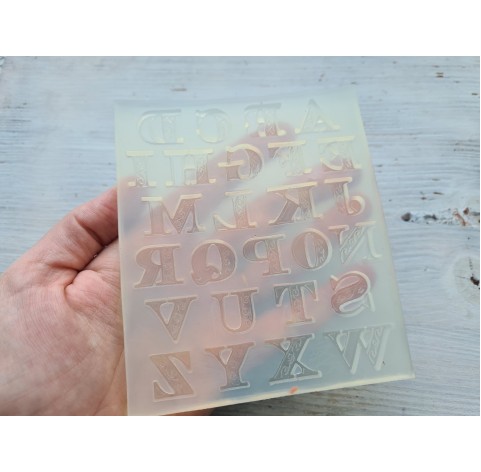 Silicone mold, English alphabet with ornament, 10.5 *12.5 cm, ~ H:1.6 cm
