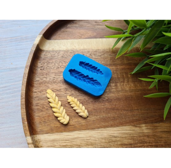 Silicone mold, Wheat branch, handmade, style 1, 2 elements, ~ 0.9*2.8 cm, 1.1*3.8 cm, H:0.3-0.4 cm