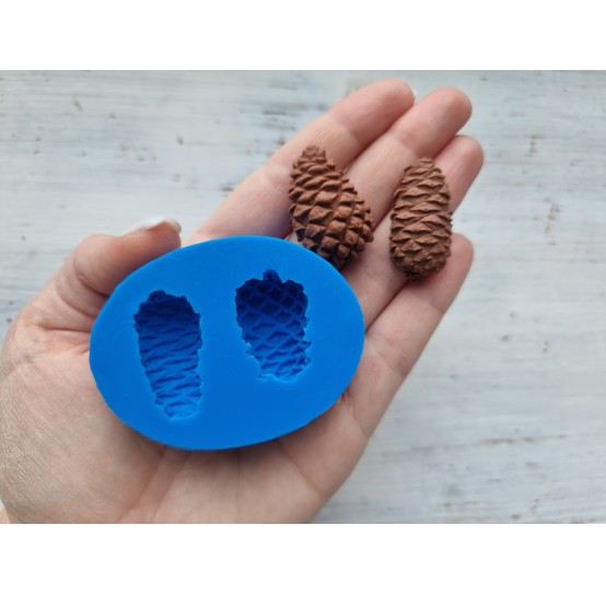 Silicone mold, Pine cone, 2 pcs., ~1.7*3 cm
