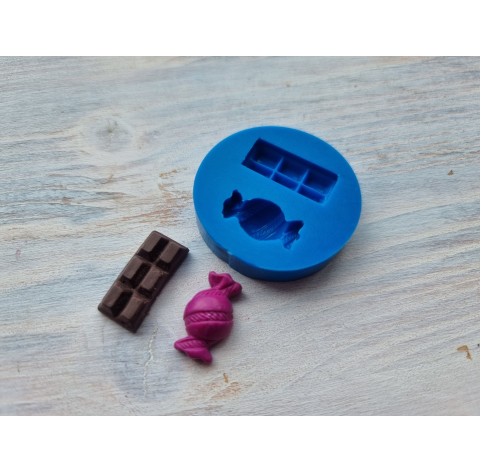 Silicone mold, Candy with ribbon and chocolate 2, ~ 1-2.3 cm