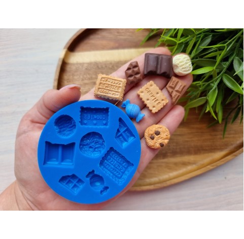 Silicone mold, Set of sweets, style 8, 8 elements, ~ 1.6-2.3 cm, H:0.3-0.8 cm