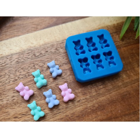 Silicone mold, Jelly candy, style 8, bear, 6 pcs., ~ 0.7*1.2 cm, H:0.5 cm