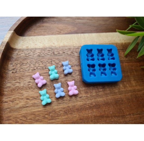 Silicone mold, Jelly candy, style 8, bear, 6 pcs., ~ 0.7*1.2 cm, H:0.5 cm