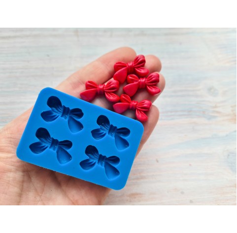 Silicone mold, Bow, style 1, 4 pcs., ~ 1.4*2.3 cm, H:0.6 cm