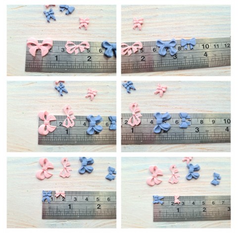 Silicone mold, Bow, style 4, 7 elements, ~ 0.5-2*0.9-1.4 cm, H:0.3 cm