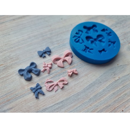 Silicone mold, Bow, style 4, 7 pcs., ~ 0.5-2*0.9-1.4 cm, H:0.3 cm