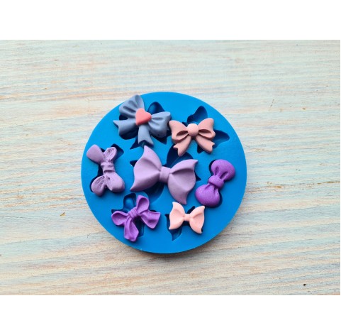 Silicone mold, Bow, style 5, 7 pcs., ~ 1.4-2.6*1-2 cm, H:0.5 cm