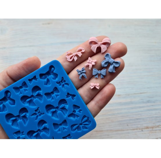 Silicone mold, Bow, style 6, 19 pcs., ~ 0.5-2*0.9-1.4 cm, H:0.3 cm