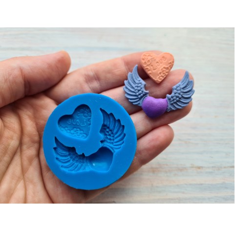 Silicone mold, Heart, style 2, 2 elements, ~ 1.5*1.7 cm, ~ 2.7*3.6 cm, H:0.5 cm