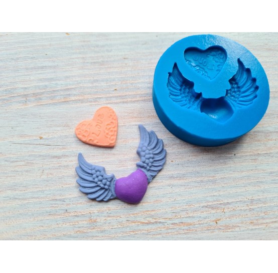 Silicone mold, Hearts, 2 pcs., ~ 1.5*1.7 cm, ~ 2.6*3.5 cm