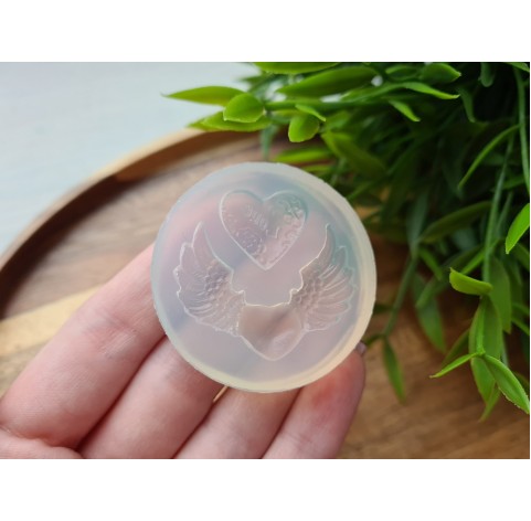Silicone mold, Heart, style 2, 2 elements, ~ 1.5*1.7 cm, ~ 2.7*3.6 cm, H:0.5 cm