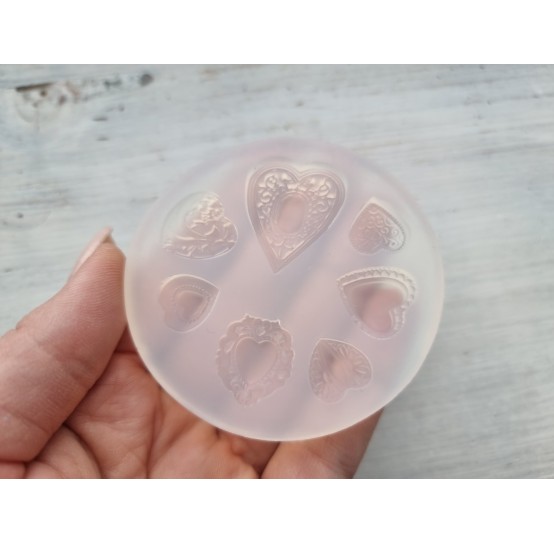 Silicone mold, Hearts, 7 pcs., ~ 1.3-3.2 cm