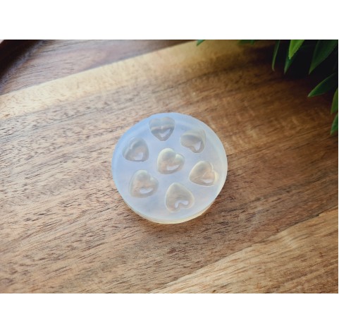 Silicone mold, Heart, style 8, small, 7 elements, ~ Ø 1 cm, H:0.5 cm