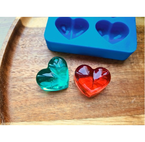 Silicone mold, Heart, style 11, 4 elements, ~ 2.3*2.8 cm, H:1.1 cm