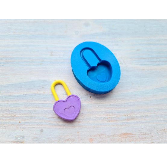 Silicone mold, Lock, heart, style 2, ~ 2*3.3 cm, H:0.6 cm