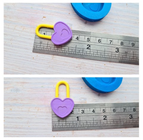 Silicone mold, Lock 2, heart, ~ 2.1 * 3.5 cm