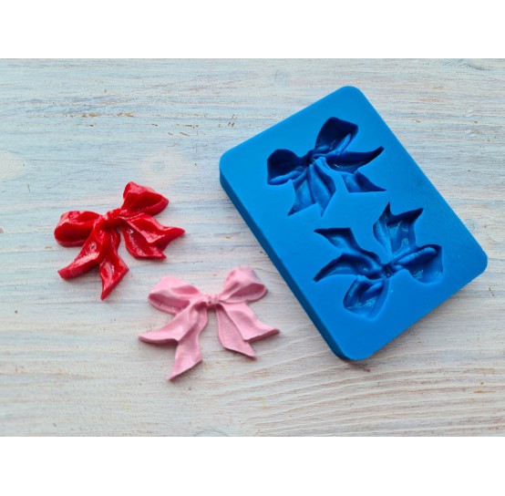Silicone mold, Bow, style 7, 2 pcs., ~ 2.7*3.7 cm, H:0.6 cm