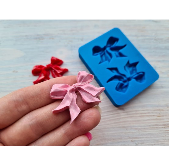 Silicone mold, Bow, style 7, 2 pcs., ~ 2.7*3.7 cm, H:0.6 cm