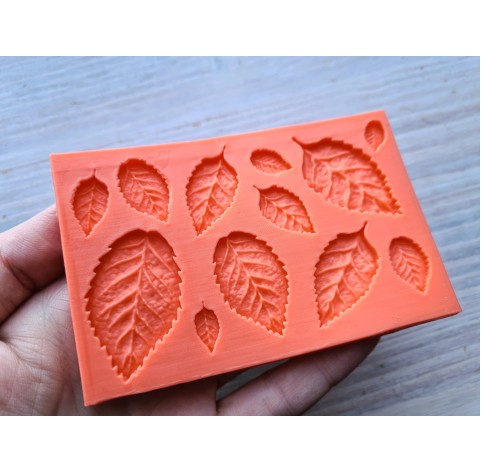 Silicone mold, Set of leaves, style 1, 12 pcs., ~ 0.6-2.3*1.2-3.9 cm