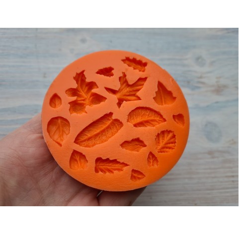 Silicone mold, Set of leaves 2, 16 pcs., ~ 0.5-2 cm