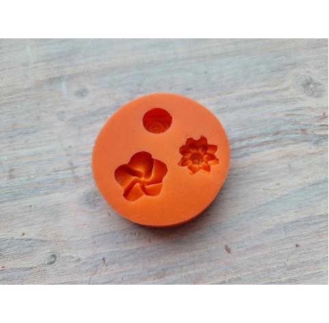 Silicone mold, Set of flowers, 3 pcs., ~ 1.9-2.2 cm