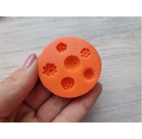 Silicone mold, Set of flowers, 6 pcs., ~ 0.7-1.2 cm