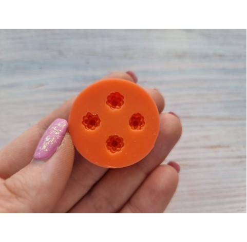 Silicone mold, Flower, style 2, 4 elements, small, ~ 0.7-1.1 cm