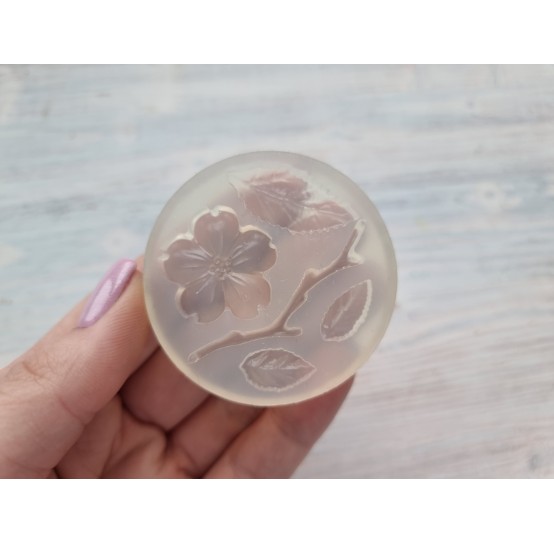 Silicone mold, Sakura branch with flower and leaves, ~ 2.5, 4.8 cm, ~ 1.6-3 cm