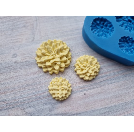 Silicone mold, Chrysanthemum, artificial, 3 pcs., ~ 1.7 cm, 2.1 cm, 2.9 cm