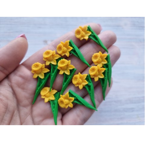 Silicone mold, Daffodil on stem, 10 pcs., ~ 3*1.5 cm