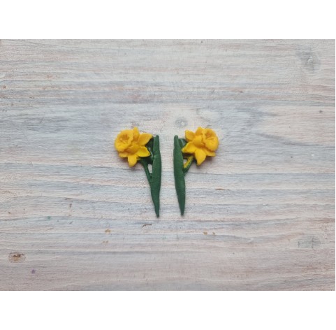 Silicone mold, Daffodil on stem, 2 pcs., ~ 3.1*1.7 cm