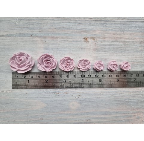 Silicone mold, Rose, style 1, 7 pcs., ~ Ø 1.6 cm, 1.9 cm, 2.3 cm, 2.8 cm, 3.5 cm