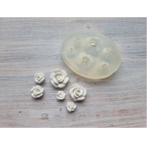 Silicone mold, Rose, style 4, 6 pcs., ~ Ø 0.9-2.4 cm
