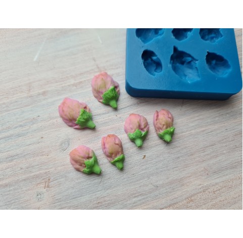 Silicone mold, Rose buds, 6 pcs., ~ 0.8*1.5 cm, ~ 1*1.4 cm, ~ 1.2*1.8 cm, ~ H:0.5 cm