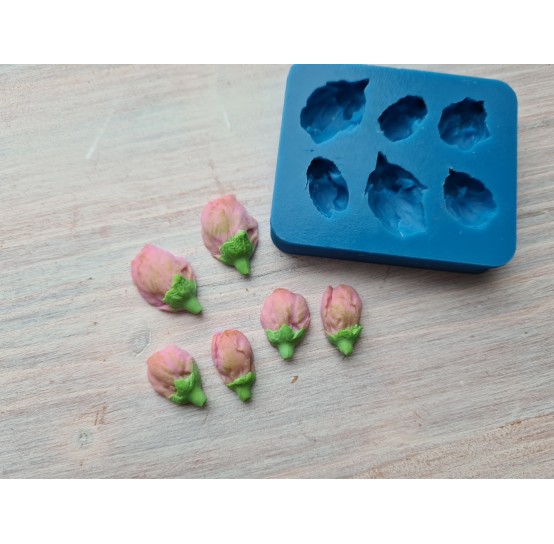 Silicone mold, Rose buds, 6 pcs., ~ 0.8*1.5 cm, ~ 1*1.4 cm, ~ 1.2*1.8 cm, ~ H:0.5 cm