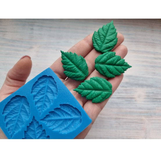 Silicone mold, Mint leaves, 4 pcs., ~ 4 cm
