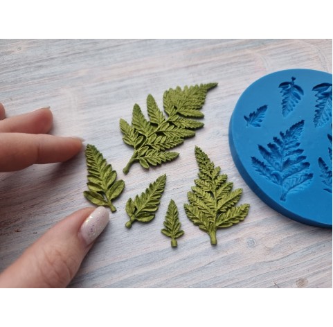 Silicone mold, Fern leaves, 5 pcs., ~ 2.2-7.7 cm