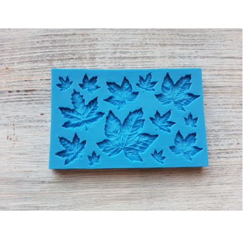 Silicone mold, Maple leaves, style 2, 12 pcs., ~ 0.9-3.3 cm