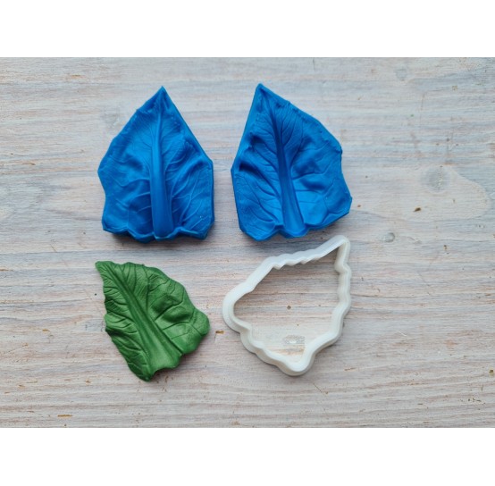 Silicone veiner, Cauliflower leaf, large, ~ 3.4*4.4 cm + 1 cutter 2.7*4 cm, set or individually