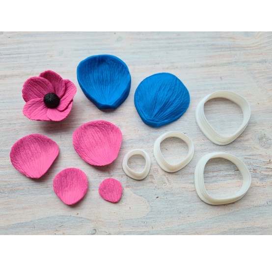 Silicone veiner, Anemone petal texture, style 1, small, set or individually