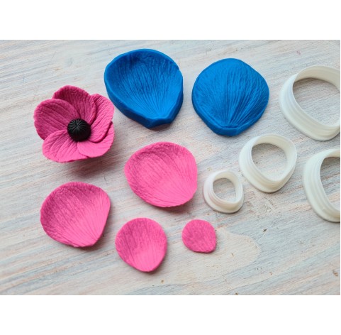 Silicone veiner, Anemone petal texture, style 1, small, set or individually
