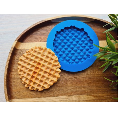 Silicone mold, Waffle, style 3, round, large, ~ Ø 7.3 cm, H:0.6 cm