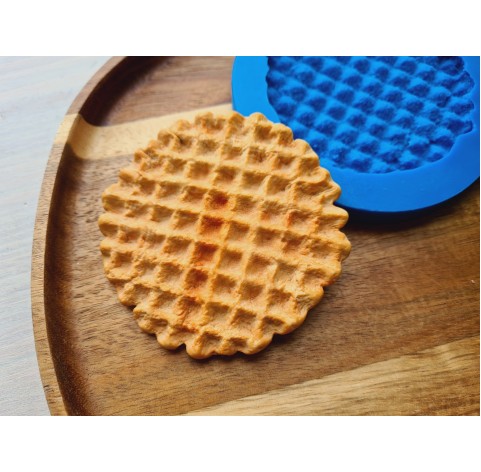 Silicone mold, Waffle, style 3, round, large, ~ Ø 7.3 cm, H:0.6 cm