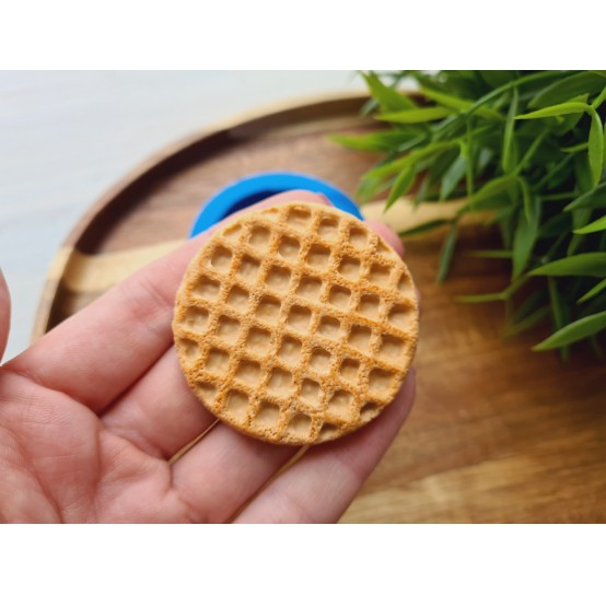 Silicone mold, Waffle, style 5, round, ~ Ø 4.8 cm, H:0.6 cm