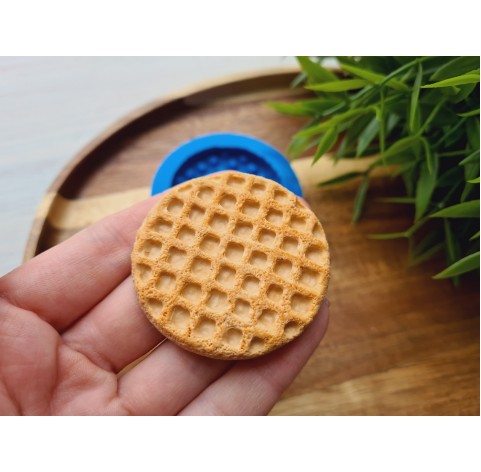 Silicone mold, Waffle, style 5, round, ~ Ø 4.8 cm, H:0.6 cm