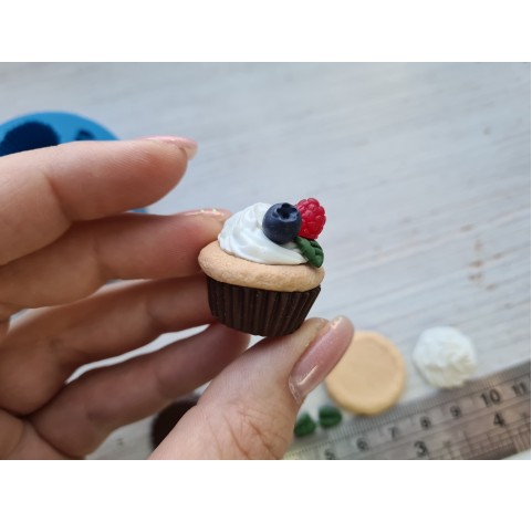 Silicone mold, Set of cupcake with cream and berries, 7 pcs., ~ 0.7-2.3 cm