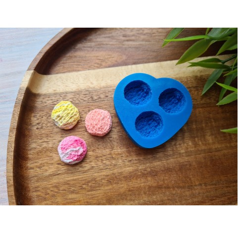 Silicone mold, Ice cream ball, style 2, 3 elements, ~ Ø 1.6 cm, H:0.9 cm